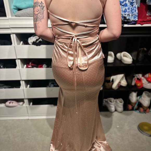 Elegant Satin Rhinestone Dress - Picture 2 of 2